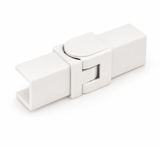 Handrail - 25mm x 21mm - Square - SS316 - Adjustable Joiner Vertical - White