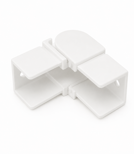Handrail 25x21mm Square - Adjustable - Joiner - Vertical - Truncated Style - White