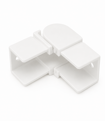 Handrail 25x21mm Square - Adjustable - Joiner - Vertical - Truncated Style - White