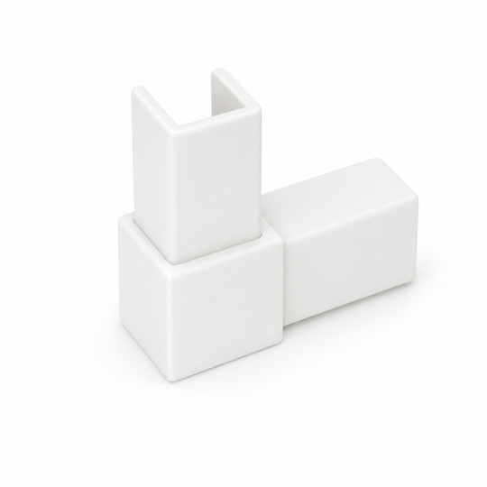 Handrail - 25x21mm - Square - 90 Degree Corner - White