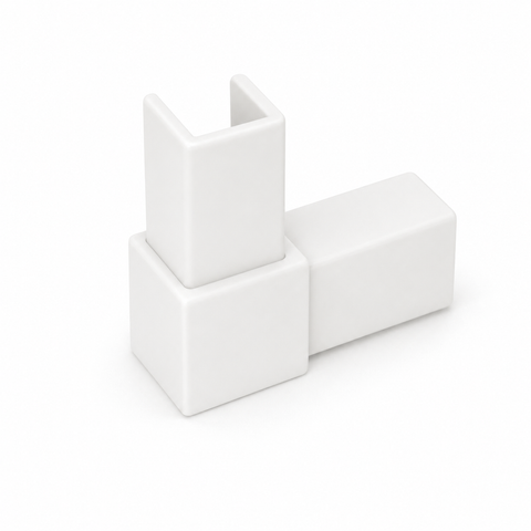 Handrail - 25x21mm - Square - 90 Degree Corner - White