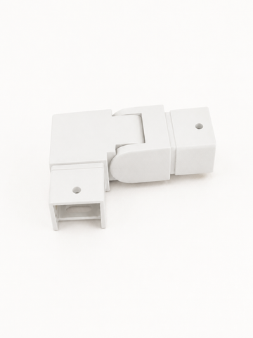 Handrail 25x21mm Square - Left - 90 Degree Corner with Vertical Adjustable joiner White