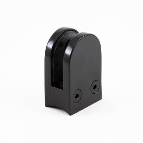 Glass Clip - 1183 - Round Mount, D Shape - Black